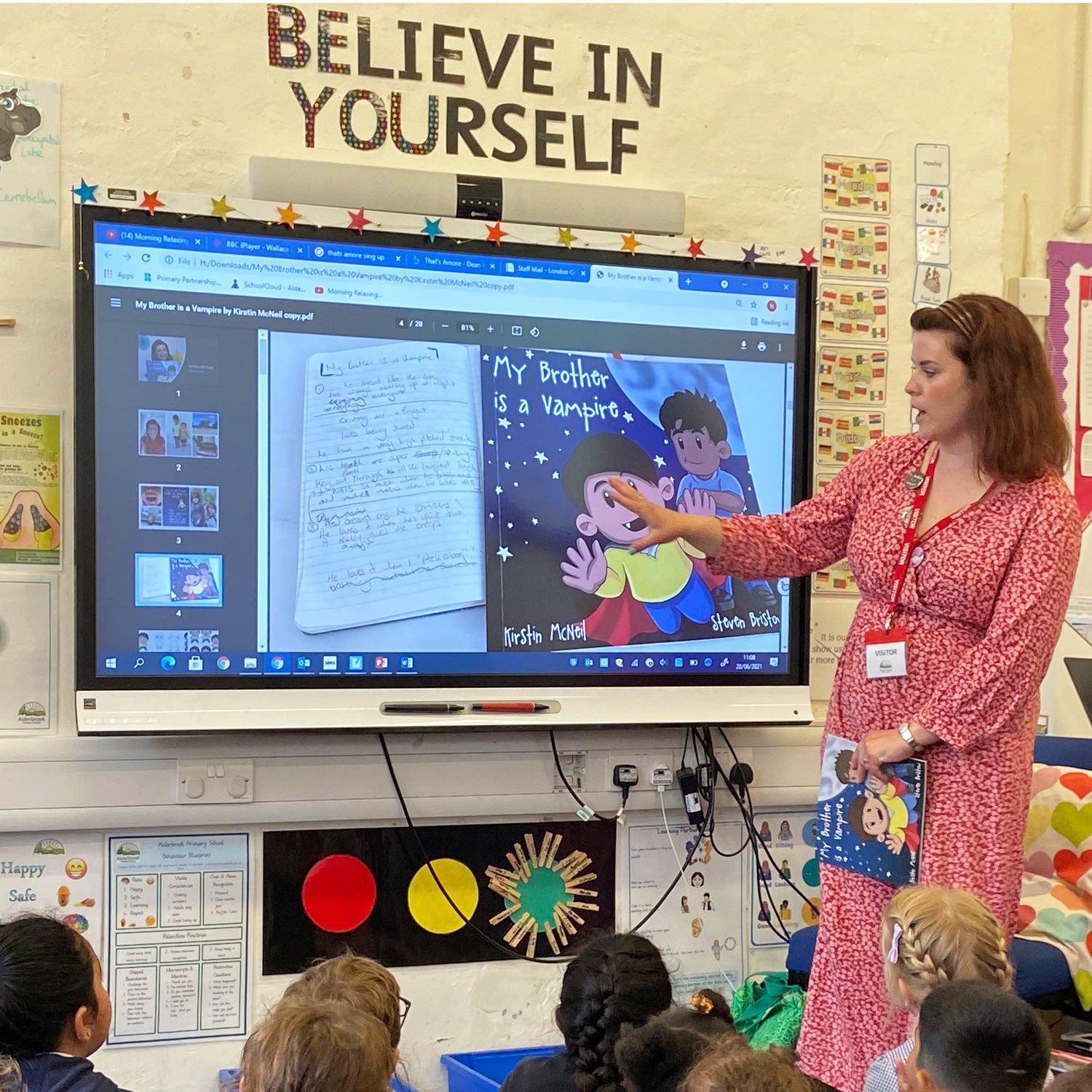 Kirstin McNeil at a school presentation